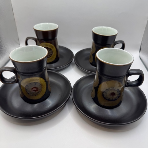 Denby Arabesque Small Coffee or Tea Cups and Saucers. Set of 4. - Picture 10 of 15